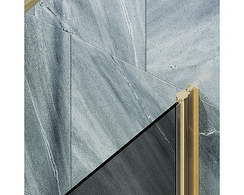 Шторка на ванну Maybah Glass MGV-613-3 600x1400 поворотная на монопетле Золото стекло графитовое