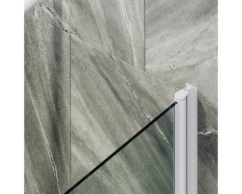 Шторка на ванну Maybah Glass MGV-599-1 700x1400 поворотная на монопетле Белый стекло прозрачное