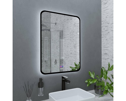 Зеркало Grossman Elegans-норма Black 60 1760802 с подсветкой Черное с сенсорным выключателем и подогревом