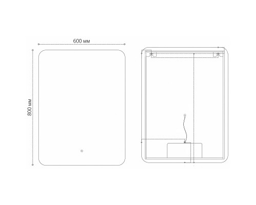 Зеркало Grossman Elegans-норма Black 60 1760802 с подсветкой Черное с сенсорным выключателем и подогревом
