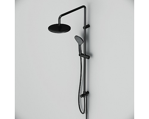 Комплект душевого уголка с душевой системой и аксессуарами AM.PM Gem 90x90 WK90EN профиль Черный матовый стекло прозрачное