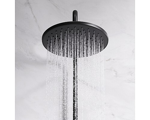 Комплект душевого уголка с душевой системой и аксессуарами AM.PM Gem 90x90 WK90EN профиль Черный матовый стекло прозрачное