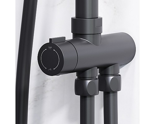 Комплект душевого уголка с душевой системой и аксессуарами AM.PM Gem 90x90 WK90EN профиль Черный матовый стекло прозрачное