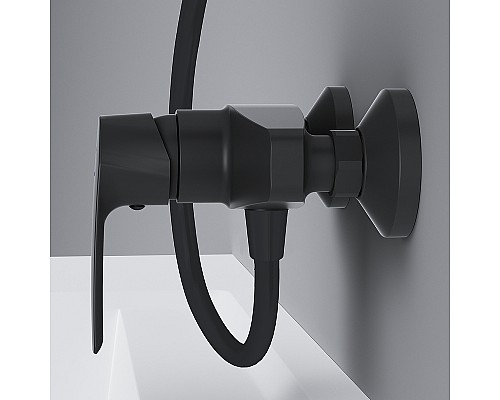 Комплект душевого уголка с душевой системой и аксессуарами AM.PM Gem 90x90 WK90EN профиль Черный матовый стекло прозрачное