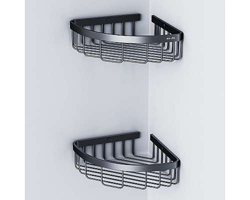 Комплект душевого уголка с душевой системой и аксессуарами AM.PM Gem 90x90 WK90EN профиль Черный матовый стекло прозрачное