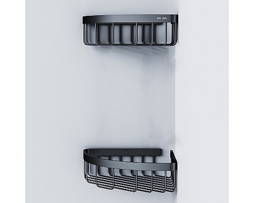 Комплект душевого уголка с душевой системой и аксессуарами AM.PM Gem 90x90 WK90EN профиль Черный матовый стекло прозрачное