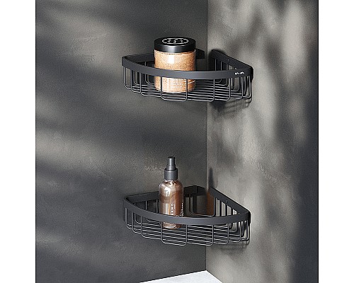 Комплект душевого уголка с душевой системой и аксессуарами AM.PM Gem 90x90 WK90EN профиль Черный матовый стекло прозрачное