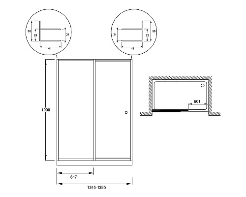 Душевая дверь Jacob Delafon Serenity 140 E14C140-GA профиль Хром стекло прозрачное