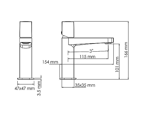 Смеситель для раковины WasserKRAFT Nuthe 9103 Черный матовый