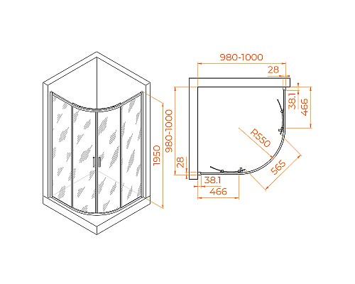 Душевой уголок RGW Passage PA-52B 100x100 03085200-14 профиль Черный стекло прозрачное