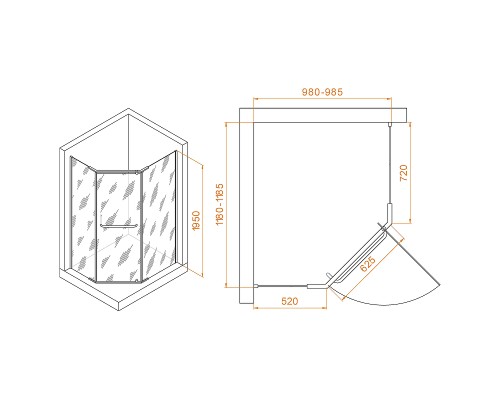 Душевой уголок RGW Passage PA-091 120x100 35089102-11 профиль Хром стекло прозрачное