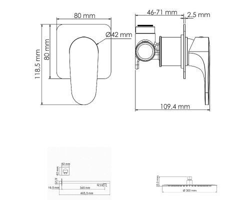 Душевая система WasserKRAFT Havel A3651.180.259 Золото матовое
