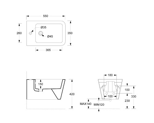 Биде Alice Hide 31220101 подвесное Белое глянцевое