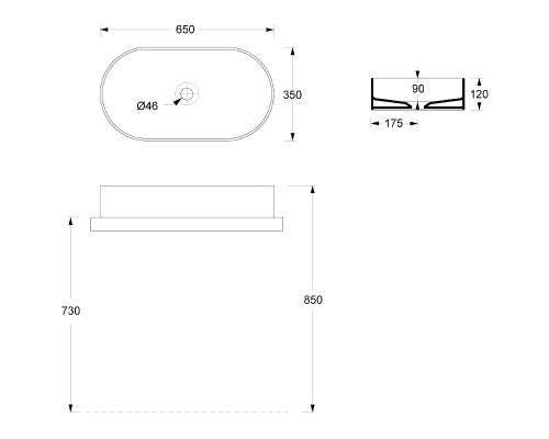 Раковина-чаша Alice Hide 65 31120101 Белая глянцевая