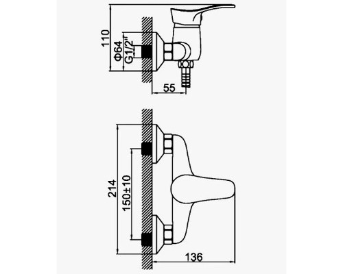 Смеситель для душа D-Lin D160305 Хром