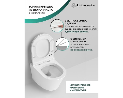 Унитаз Ambassador Ritz 233K19003RS подвесной с сиденьем Микролифт