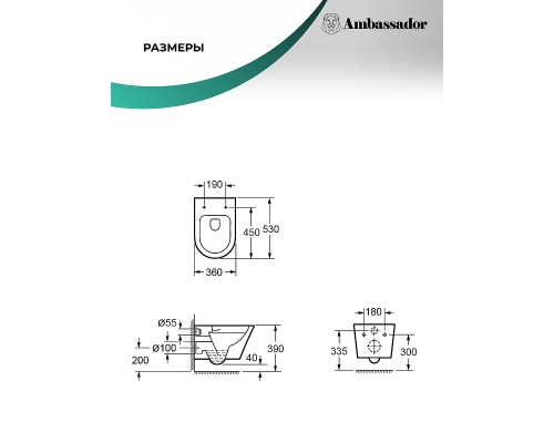 Унитаз Ambassador Ritz 233K19003RS подвесной с сиденьем Микролифт