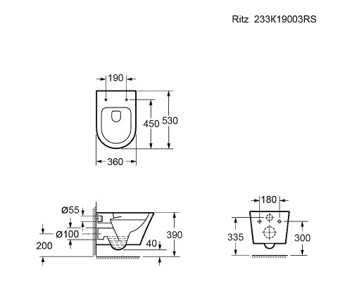 Унитаз Ambassador Ritz 233K19003RS подвесной с сиденьем Микролифт
