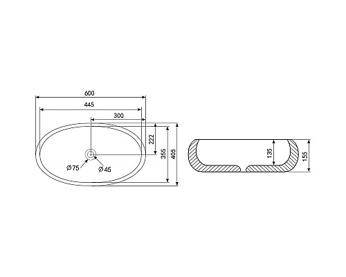 Раковина-чаша Abber Bequem 60 AC2102MW Белая матовая