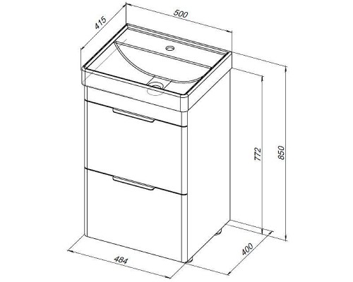 Тумба под раковину Aquanet Ирис new 50 310151 Белый глянец