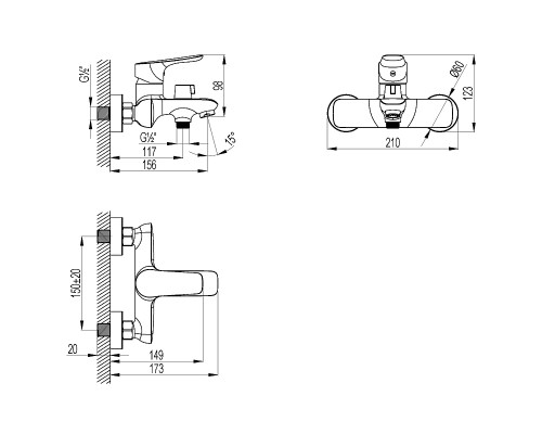 Смеситель для ванны Lemark Selena LM0812C Хром