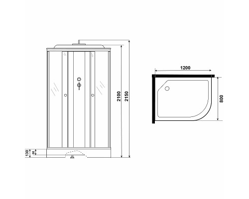 Душевая кабина Niagara Eco 120x80 L E120/80/13L/MT без гидромассажа