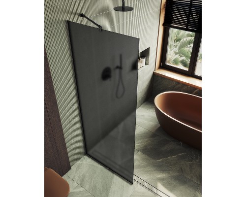 Душевая перегородка Maybah Glass MGD-704-6у 690x1950 в узком профиле Черный стекло графитовое матовое