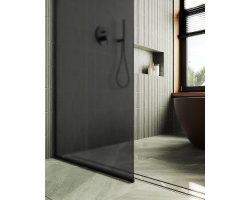Душевая перегородка Maybah Glass MGD-704-6у 690x1950 в узком профиле Черный стекло графитовое матовое