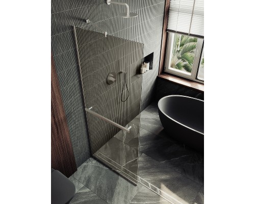 Душевая перегородка Maybah Glass MGD-721-5у 690x1950 в узком профиле Хром матовый стекло бронзовое