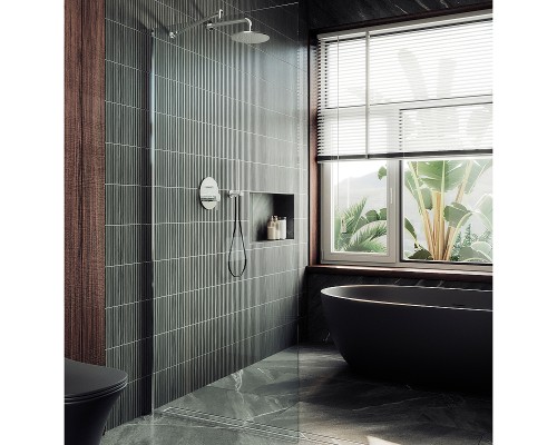 Душевая перегородка Maybah Glass MGD-677-5ш 1090x1950 в широком профиле Хром матовый стекло прозрачное