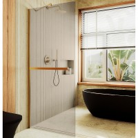 Душевая перегородка Maybah Glass 1090x1950 в широком профиле Золото стекло бронзовое
