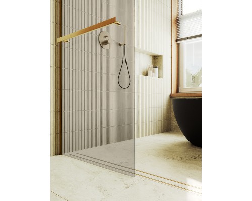 Душевая перегородка Maybah Glass 1090x1950 в широком профиле Золото стекло бронзовое