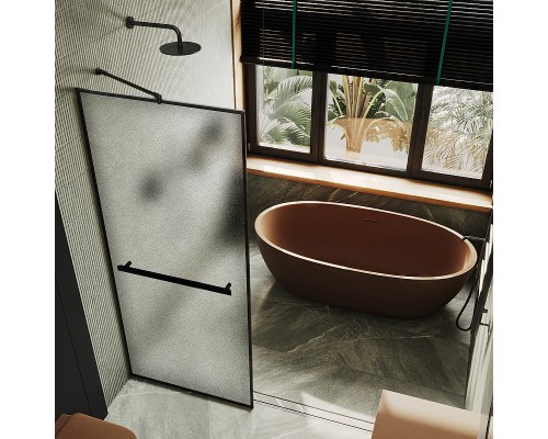 Душевая перегородка Maybah Glass MGD-869-6 790x1950 полностью в профиле Черный стекло сатиновое