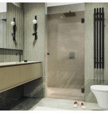 Душевая дверь Maybah Glass 705x1950 на петлях Черный стекло бронзовое матовое