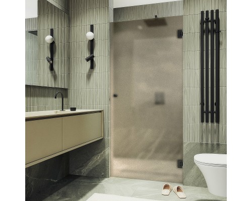 Душевая дверь Maybah Glass 705x1950 на петлях Черный стекло бронзовое матовое