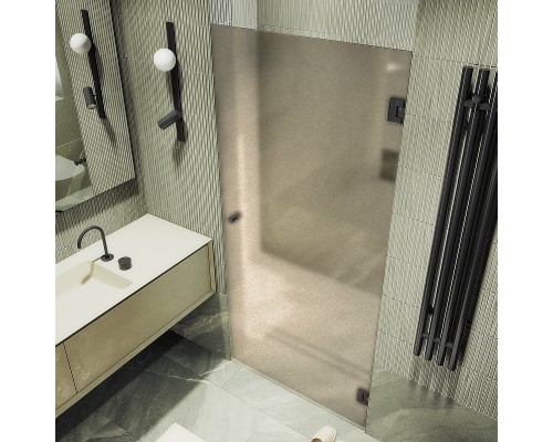 Душевая дверь Maybah Glass 705x1950 на петлях Черный стекло бронзовое матовое