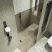 Душевая дверь Maybah Glass 705x1950 на петлях Черный стекло бронзовое матовое