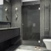 Душевая дверь Maybah Glass 705x1950 на петлях Хром глянцевый стекло графитовое матовое