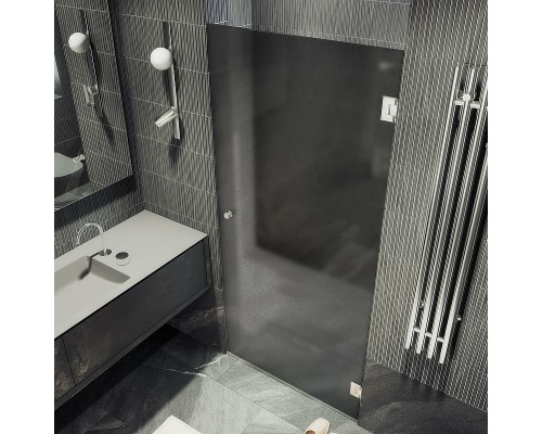 Душевая дверь Maybah Glass 705x1950 на петлях Хром глянцевый стекло графитовое матовое
