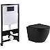 Комплект унитаза с инсталляцией SantiLine SL-5025MB+SL-03 с сиденьем Микролифт и Черной матовой клавишей смыва