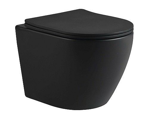 Комплект унитаза с инсталляцией SantiLine SL-5025MB+SL-03 с сиденьем Микролифт и Черной матовой клавишей смыва