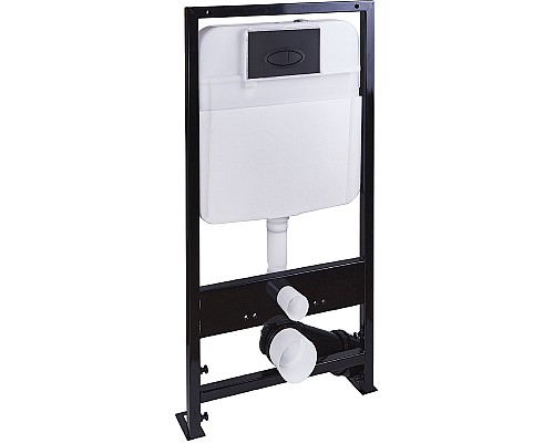 Комплект унитаза с инсталляцией SantiLine SL-5025MB+SL-03 с сиденьем Микролифт и Черной матовой клавишей смыва