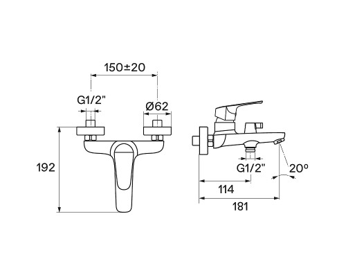 Смеситель для ванны Santek Форт WH5A10004C001 Хром