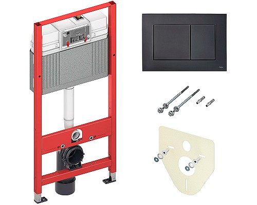 Инсталляция Tece Now 9400414 для унитаза с Черной матовой клавишей смыва