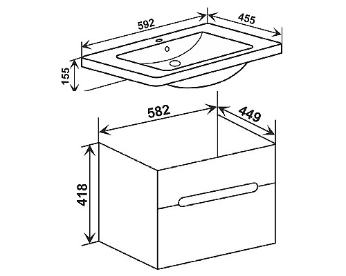 Тумба под раковину Runo Парма 60 00-00001428 подвесная Графит