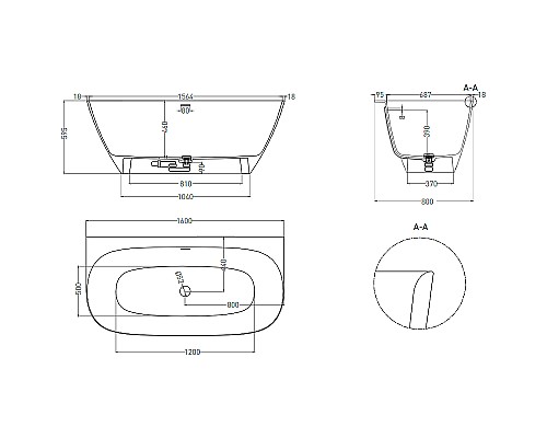 Ванна из искусственного камня Salini Sofia Wall 160х80 102517G Белая глянцевая
