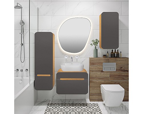 Подвесной шкаф Runo Ницца 35 R 00-00002126 Дуб натуральный Графит