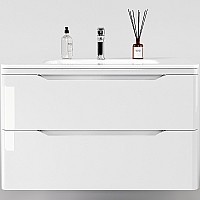 Тумба под раковину Style Line Марелла 90 Люкс Plus СС-00002414 подвесная Белый глянец антискрейтч