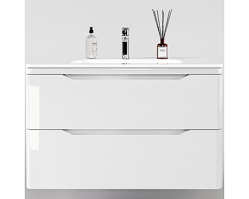 Тумба под раковину Style Line Марелла 90 Люкс Plus СС-00002414 подвесная Белый глянец антискрейтч