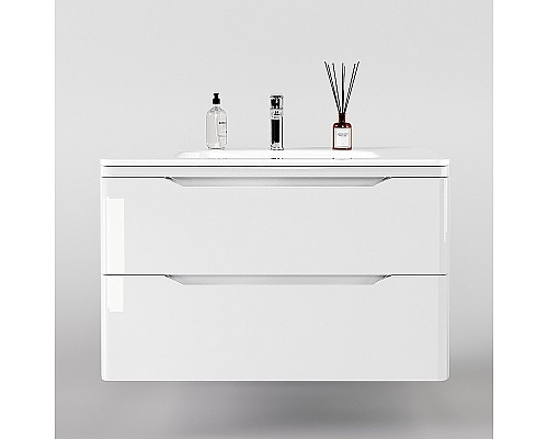 Тумба под раковину Style Line Марелла 90 Люкс Plus СС-00002414 подвесная Белый глянец антискрейтч